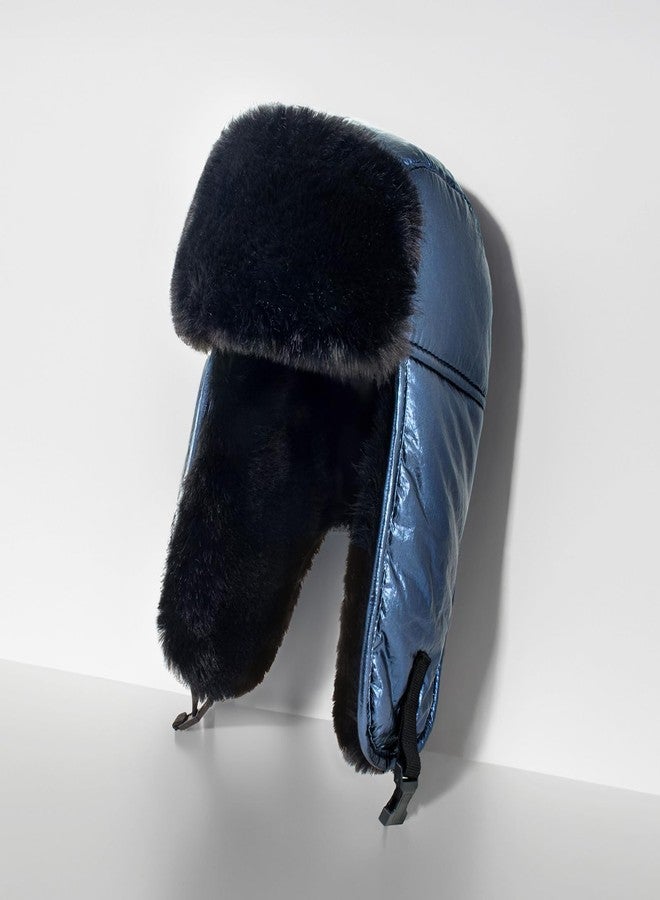 CHOK.LIDS Metallic Color Trapper Hat Warm Winter Aviator Hat Soft Fur Lining - Stylish Cozy Cold Weather Headwear for Men and Women (Metallic Black) - Image 3
